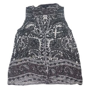 Lucky Brand Tie Up 100% Viscose Paisley Semi Sheer Tank Top